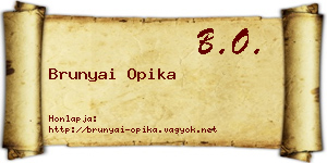 Brunyai Opika névjegykártya